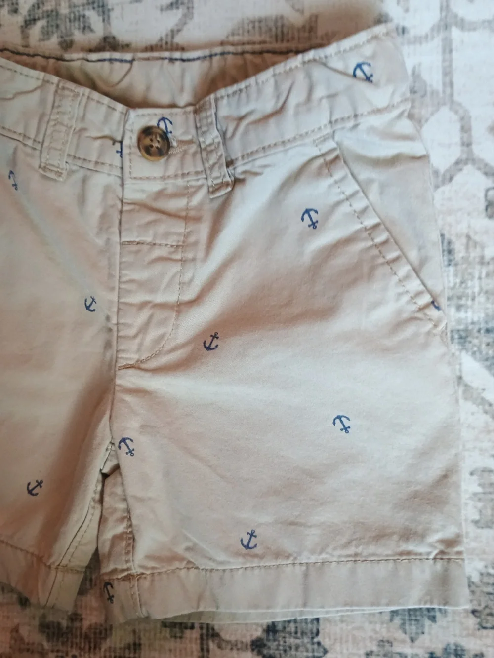 4/$15 Carter's Anchor Print Khaki Shorts, 2T